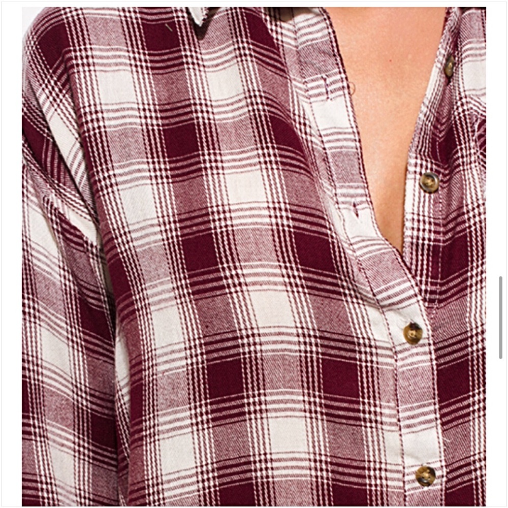 Boho Plaid Fringe Button Down Shirt SMLXL - Picture 6 of 8